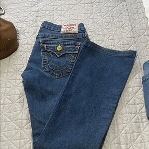 True Religion Women's Denim Jeans with Orange Stitching